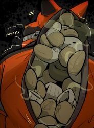 ambiguous_species, anthro, bodily_fluids, canid, canine