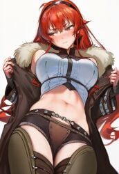eris_greyrat, mushoku_tensei, aruhshura, 1girls, bare_midriff
