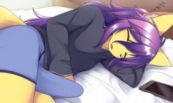 itsuki_(hane), hane, anthro, bed, black_clothing