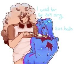 enneagram, arms_behind_back, beige_hair, beige_skin, blue_hair