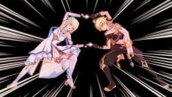 aether_(genshin_impact), lumine_(genshin_impact), traveler, dragon_ball, dragon_ball_z