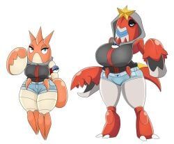 corphish, crawdaunt, pokemon, urusee584, 2girls