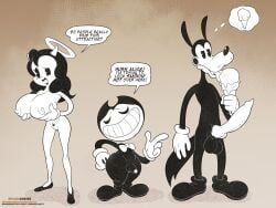 alice_angel, bendy_the_dancing_demon, boris_the_wolf, bendy_and_the_ink_machine, clowndevil