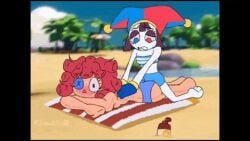 pomni, pomni_(beach_outfit), pomni_(tadc), pomni_(the_amazing_digital_circus), ragatha