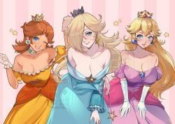 princess_daisy, princess_peach, princess_rosalina, rosalina, mario_(series)