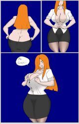 big_ass_(female), big_butt_(female), breasts_too_big, button_down_shirt, button_up_shirt