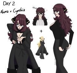cynthia_(pokemon), original_character, halloween, 1girl, alternate_hair_color