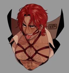 shanks, one_piece, kiito.illust, bondage, bondage_under_clothes