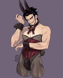 dracule_mihawk, one_piece, kiito.illust, bunny_costume, bunnysuit