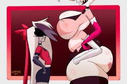 angel_dust_(hazbin_hotel), vaggie_(hazbin_hotel), hazbin_hotel, rampageguy, 1boy
