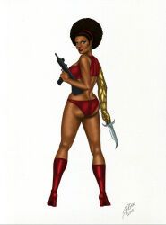 misty_knight, marvel, 1girls, afro, ass