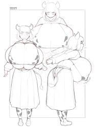 onaeane, bikini, cow_print, horns, huge_breast