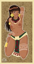 history, 1girls, aztec, breasts, brown_hair