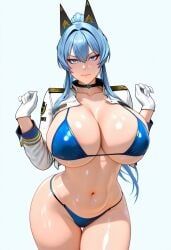 helm_(nikke), goddess_of_victory:_nikke, 1girls, bikini, blue_bikini