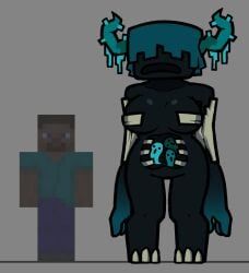 warden_(minecraft), warden_woman_(minecraft), minecraft, pizzamozzar3lla, 1girls