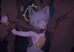 otogi_(blue_archive), blue_archive, thanabis, 1girl, 3boys