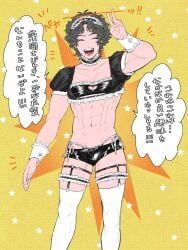 sakamoto_tatsuma, gintama, abs, alternate_costume, brown_hair