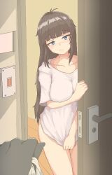 answering_door, appron, bottomless, cute, cute_face