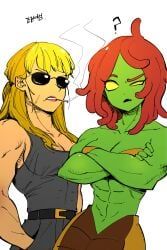 the_gorgun_(enter_the_gungeon), the_last_human_(enter_the_gungeon), enter_the_gungeon, 딸딸딸달딸, 2girls