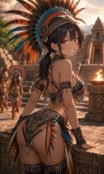 arched_back, aztec, bare_shoulders, barely_clothed, big_ass