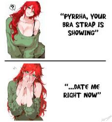 pyrrha_nikos, rwby, kizirugai, 1girls, bra_strap