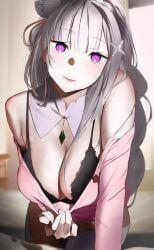emilia_(re:zero), re:zero_kara_hajimeru_isekai_seikatsu, shiraesu, 1girls, bra