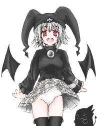 mayura, ukagaka, bat_wings, pantyshot, skirt_lift