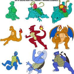 blastoise, bulbasaur, charizard, charmander, charmeleon