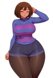 frisk, undertale, undertale_(series), bottomless, closed_eyes