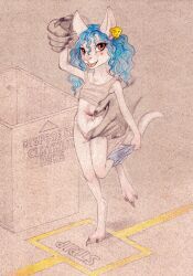 fuchs, ambiguous_gender, anthro, blue_hair, bodily_fluids
