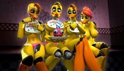 chica_(disembowell), cupcake_(fnaf), toy_chica_(fnaf), toy_chica_(psychojohn2), five_nights_at_freddy's