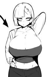 hokkairo, 1girls, blue_hair, breasts, cleavage