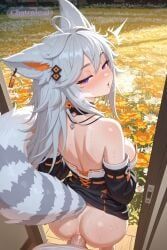 1girl, animal_ears, bare_legs, bloom, blush