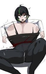 hokkairo, 1girls, bisected, black_hair, blood