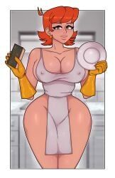 dexter's_mom, dexter's_laboratory, cuteemmy, 1girls, apron