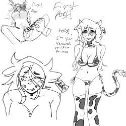 cow_ears, cow_girl, cow_horns, cow_print_bikini, girlcum