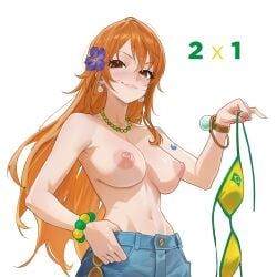 nami_(one_piece), one_piece, araigumasully, 1girls, blue_jeans