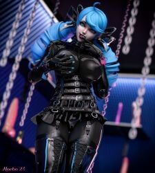 gwen_(league_of_legends), league_of_legends, hoebo24, 1girls, big_breasts