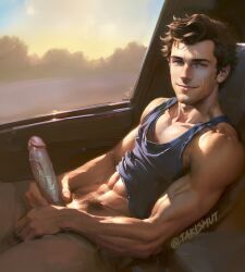 takismut, 1boy, abs, bottomless, brown_hair