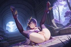 raiden_shogun, genshin_impact, nivora, 1girl, anus