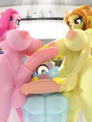 adagio_dazzle, pinkamena_(mlp), pinkie_pie_(mlp), tech_gear_(oc), my_little_pony