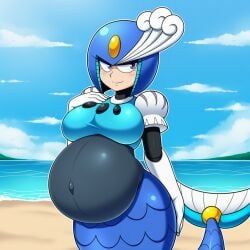 splash_woman, capcom, mega_man, lazybonesai, beach