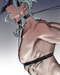 dottore_(genshin_impact), genshin_impact, blush, collar, harness