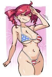 kasane_teto, utau, kaibootsu, 1girls, american_flag_bikini