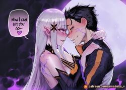 natsuki_subaru, satella_(re:zero), re:zero_kara_hajimeru_isekai_seikatsu, amadeus_v, 1boy
