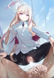 blonde_student_council_president_(blue_archive), blue_archive, nironiro, 1boy, 1girl