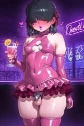 cerberuspup77926, 1boy, black_hair, blushing, chastity_cage