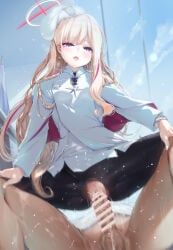 blonde_student_council_president_(blue_archive), blue_archive, nironiro, 1boy, 1girl