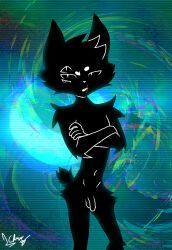 4_eyes, abstract_background, anthro, balls, black_body