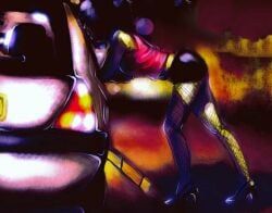 1girls, art, breasts, car, female